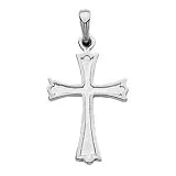 Cross Pendant with 18 inch necklace 14K White Gold 22X16mm