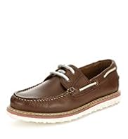 Leather Lace Up Eva Boat Shoes