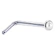 Solid 14KT White Gold 2mm Akoya Pearl L-Shaped Nose Ring - 18 Gauge