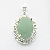 Sterling Silver Jade Greek Key Pendant