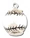 Baseball Ceramic Bead Charm with Solid Sterling Silver Caps