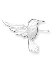 Sterling Silver Satin Finish Diamond Cut Hummingbird Pin