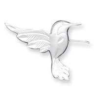 215cRIzltuL Sterling Silver Satin Finish DiamondCut Hummingbird Pin