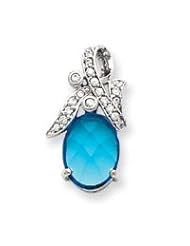 Sterling Silver Blue and Clear CZ Pendant Slide