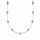 Simulated Glass Pearl Necklace with long Sterling Silver bars.