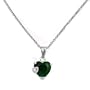 Sterling Silver Necklace - Heart with Emerald and Clear CZs - 11mm Length