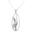 Oval Crane or Heron Pendant in Sterling Silver on a 18" Sterling Box Chain, #7926