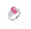 Rhodium Plated Ring With Pink 8x13 Oval Cz and Square (8) Cz Sides Size Available 6,7,8,9,10