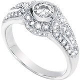 Classy! High Fashion! Women's 14k White-gold Moissanite & Diamond Engagement Ring