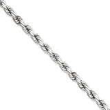 14k White Gold 5mm Diamond-Cut Rope Chain Anklet - 9 Inch