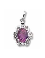 Rembrandt Charms, February Birthstone Charm, Synthetic Amethyst in Solid Sterling Silver or Gold
