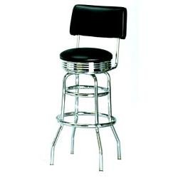 Click here to buy Richardson Retro Style Bar Stool with Seatback - Chrome Frame: Red (T12) by KegWorks.com.