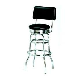 Click here to buy Richardson Retro Style Bar Stool with Seatback - Chrome Frame: Walnut (T2) by KegWorks.com.
