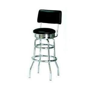 Richardson Retro Style Bar Stool with Seatback - Chrome Frame: Saddle (T7) by KegWorks.com