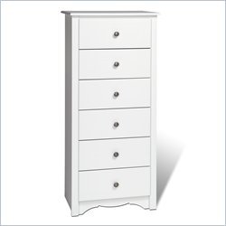 Prepac Monterey 6 Drawer Lingerie Chest in White Finish