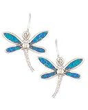 Morningflower Blue Opal Dragonfly Earrings