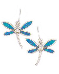 Morningflower Blue Opal Dragonfly Earrings