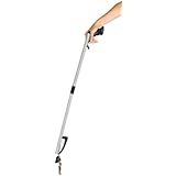 Ez2care Lightweight Folding Reacher with Magnetic Tip and Ergo Handle, Anodize Silver, 32-Inch