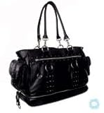 Whipstitch Leather Diaper Bag in Black