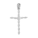 Sterling Silver CZ Cross Pendant with CZ Heart Center