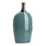 IMAGE OF Medium Sky Blue & Black Ceramic Vase - Item CY-02072