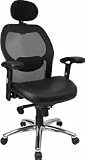 Super Mesh Chair With Mesh Back, Headrest And Italian Leather Seat [LF-W42-L-HR-GG]