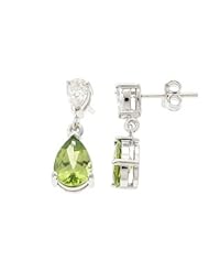 Sterling Silver Pear Shape Authentic Peridot Earrings