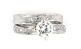 Curved CZ Wedding Set - Size 6