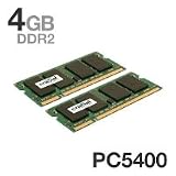Crucial CT2CP25664AC667 200-Pin SODIMM DDR2 PC2-5300 CL=5 Unbuffered NON-ECC DDR2-667 1.8V 256Meg x 64 2GBx2 4GB Kit