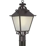 Forte Lighting 10025-01-32 Traditional 1-Light CFL Exterior Post Lantern, Antique Bronze Finish with