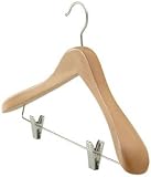 Euro 18 Blonde Wood Suit Hanger with Clips Set of 12