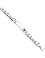 Sterling Silver Non-enameled Medical ID Curb Link Bracelet