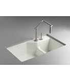 Kohler K-6411-2K-FF Indio Undercounter Double Offset Basin Kitchen Sink with Two-Hole Faucet Drilling, Sea Salt