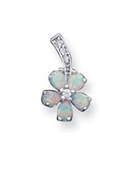 Sterling Silver Opal Flower Pendant