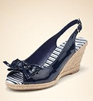 Peep Toe Mid Wedge Heel Bow Espadrilles