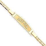 14K Boston Red Sox Sm Sanded Id Bracelet W/Anchor Link