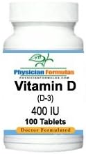 4 Bottles Vitamin D3 Cholecalciferol Supplement 400 IU, 100 Tablets - Endorsed by Dr. Ray Sahelian, M.D