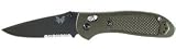 Benchmade Pardue Design Axis Mini-Griptilian Hollowground Modified Sheepsfoot with Ambidexterous Thumb Holes and BK1 Coating, Olive Drab Handle