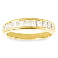 14k Yellow Gold, Princess-Cut Diamond Channel-Set Wedding / Anniversary Ring (G-H/VS, 0.75 ctw)