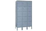 Lyon Locker Five Tier 12x12x12 15 Door Assembled Gray