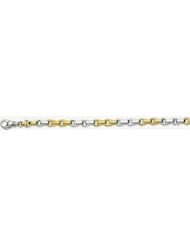 7mm Fancy Two Tone Gold Link Bracelet 9"