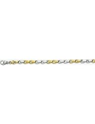 7mm Fancy Two Tone Gold Link Bracelet 8"