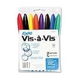 Vis-?-vis wet-erase overhead transparency markers, fine tip, 8-color set