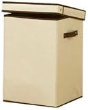 from H & L RUSSEL LTD H & L Russel Folding Laundry Box, Crme with Caramel Trim, 31 x 31 x 45 cm (Model WS0290)