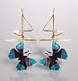 Earspiral Earrings SPBFSGFBKBL with Blue & Black Butterflies, 14K Gold-filled/Niobium