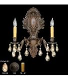 American Brass and Crystal WS9427-A-15M-PI 9420 Series 2 Light Wall Sconce in Royal White with Clear Precision Pendalogue crystal