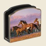 Sunset Cruise WESTERN HORSES wooden Napkin Holder highland graphic
