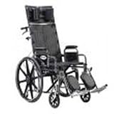 Drive Medical Sentra Reclining Wheelchair with Various Arm Styles and Elevating Legrest, Chrome, 16