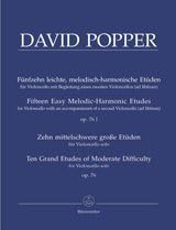 Popper, David - Fifteen Easy Melodic-Harmonic Etudes for Violoncello with an accompaniment of a second Violoncello (ad libitum) op. 76 I - Ten Grand Etudes of Moderate Difficulty op. 76