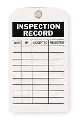 Industrial Grade 2RMU7 Inspection Tag, Inspection Record, Pk 10